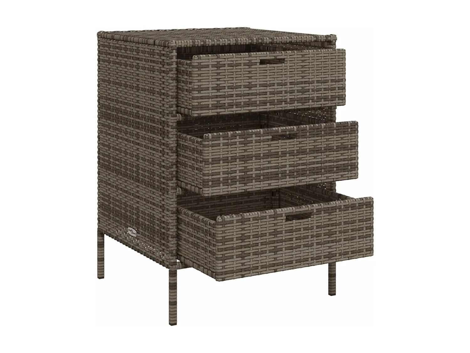 Mueble de jardín con 3 cajones en resina trenzada gris