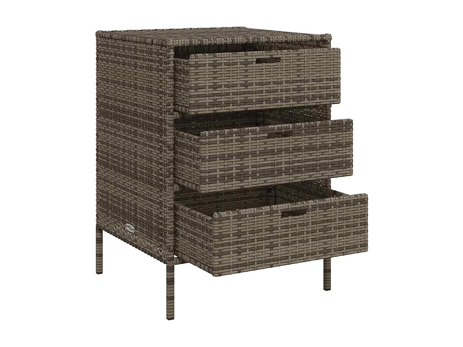 Mueble de jardín con 3 cajones en resina trenzada gris