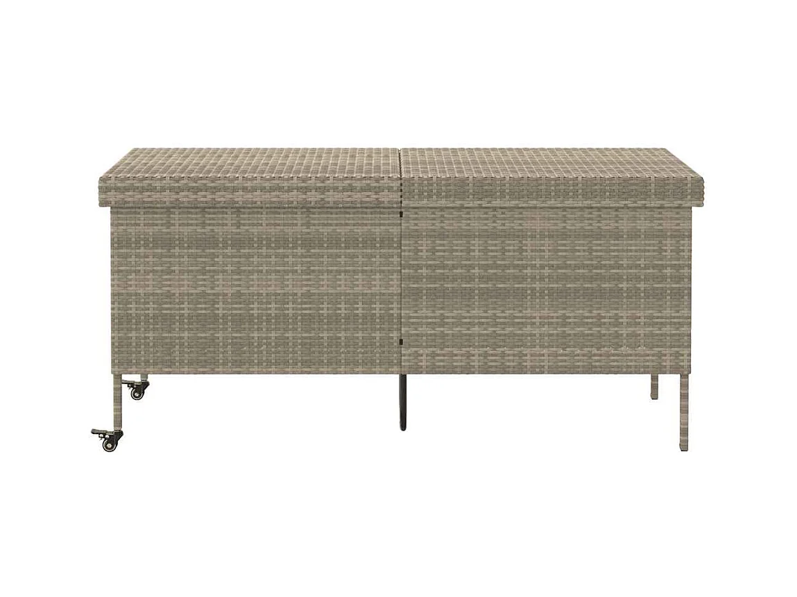 Boîte de rangement de jardin et roues gris clair résine tressée