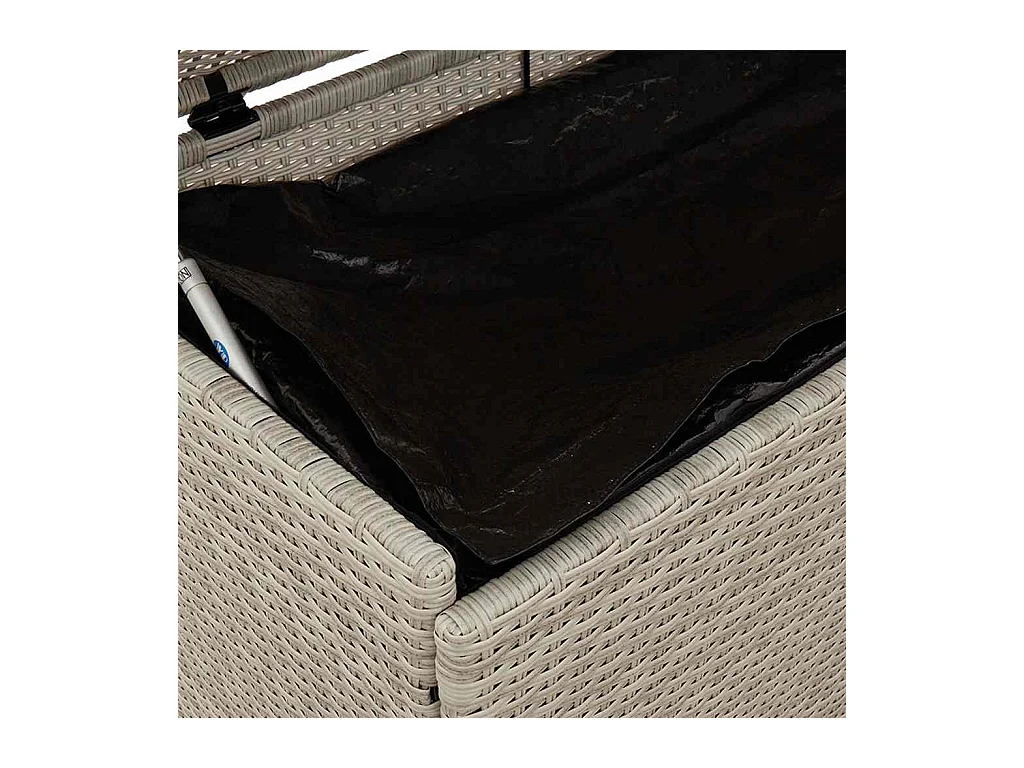 Boîte de rangement de jardin et roues gris clair résine tressée