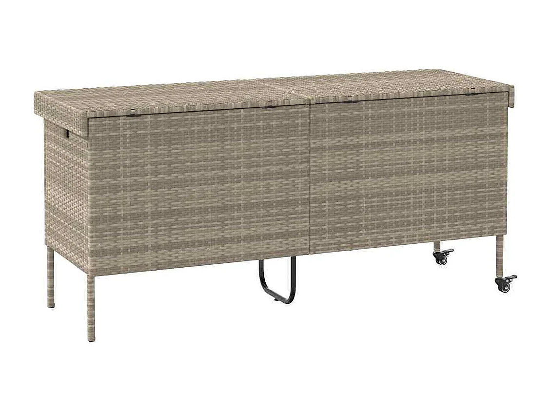 Boîte de rangement de jardin et roues gris clair résine tressée