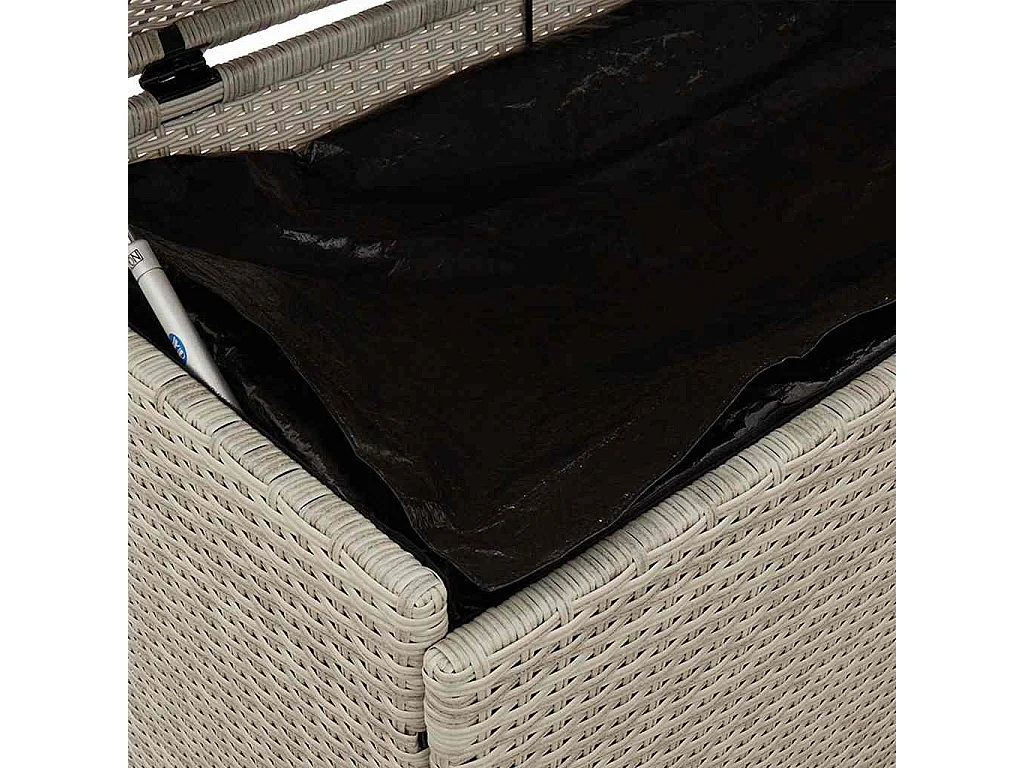 Boîte de rangement de jardin et roues gris clair résine tressée