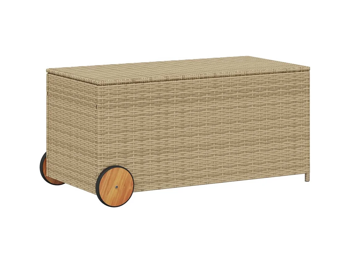 Caja de almacenamiento de jardín con ruedas beige mix 190L ratán