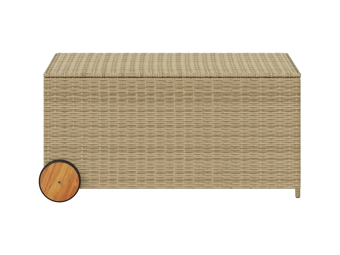 Caja de almacenamiento de jardín con ruedas beige mix 190L ratán