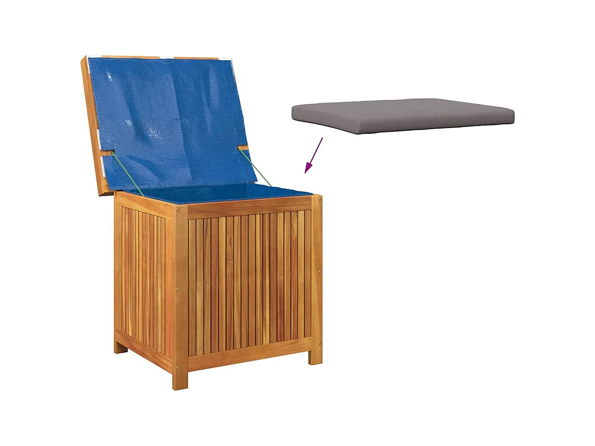 Boîte à coussins d'extérieur 60x50x61 cm bois massif d'acacia