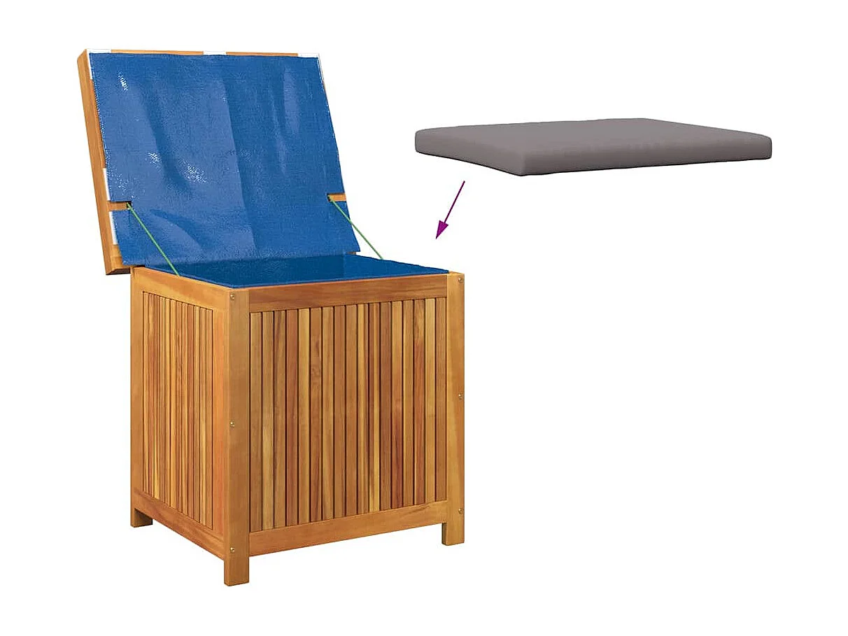 Boîte à coussins d'extérieur 60x50x61 cm bois massif d'acacia