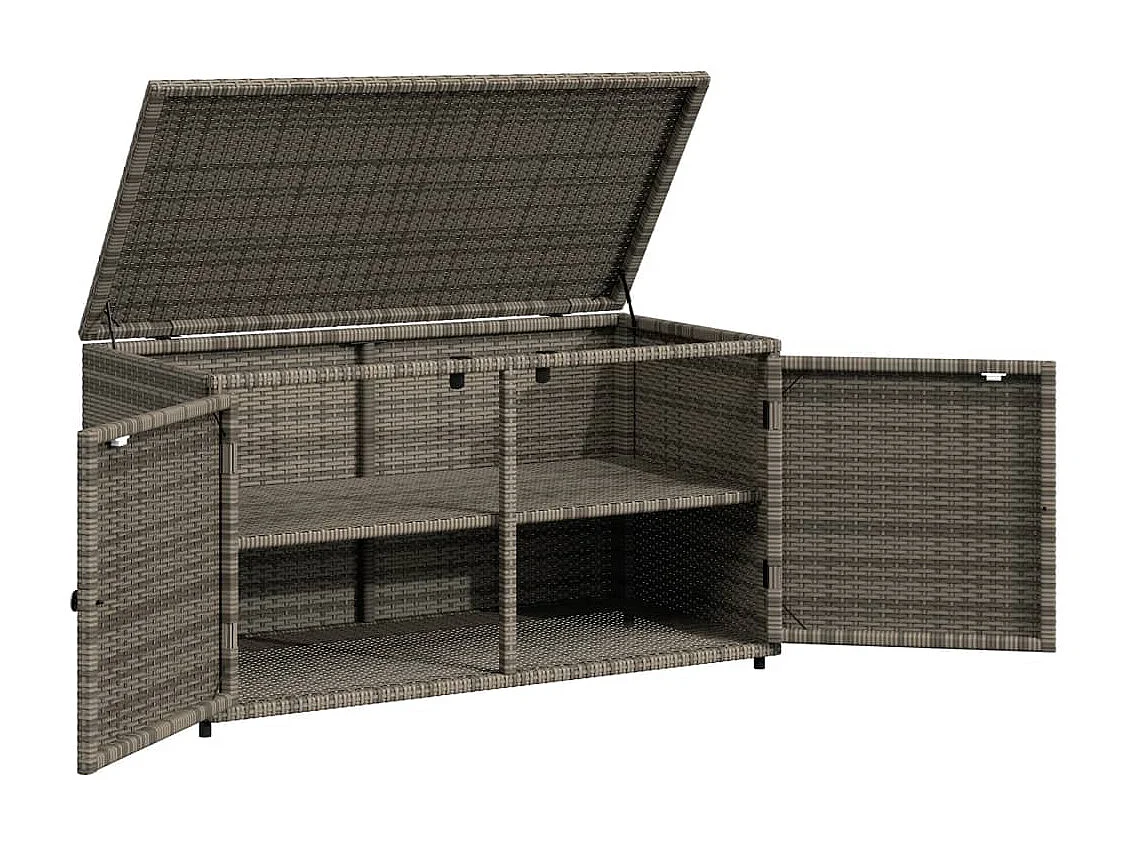 Armario de jardín gris 110x55x60,5 cm resina trenzada