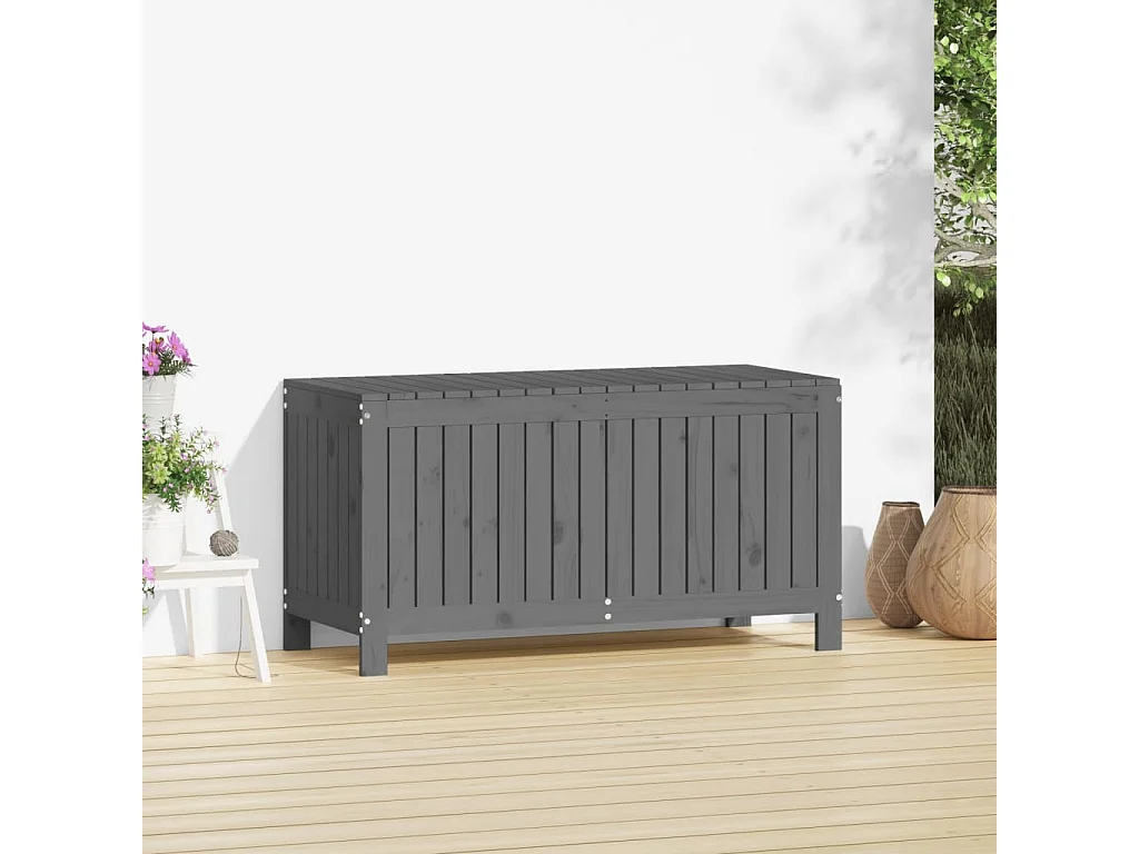 Arcón de jardín Gris 115x49x60 cm Madera de pino