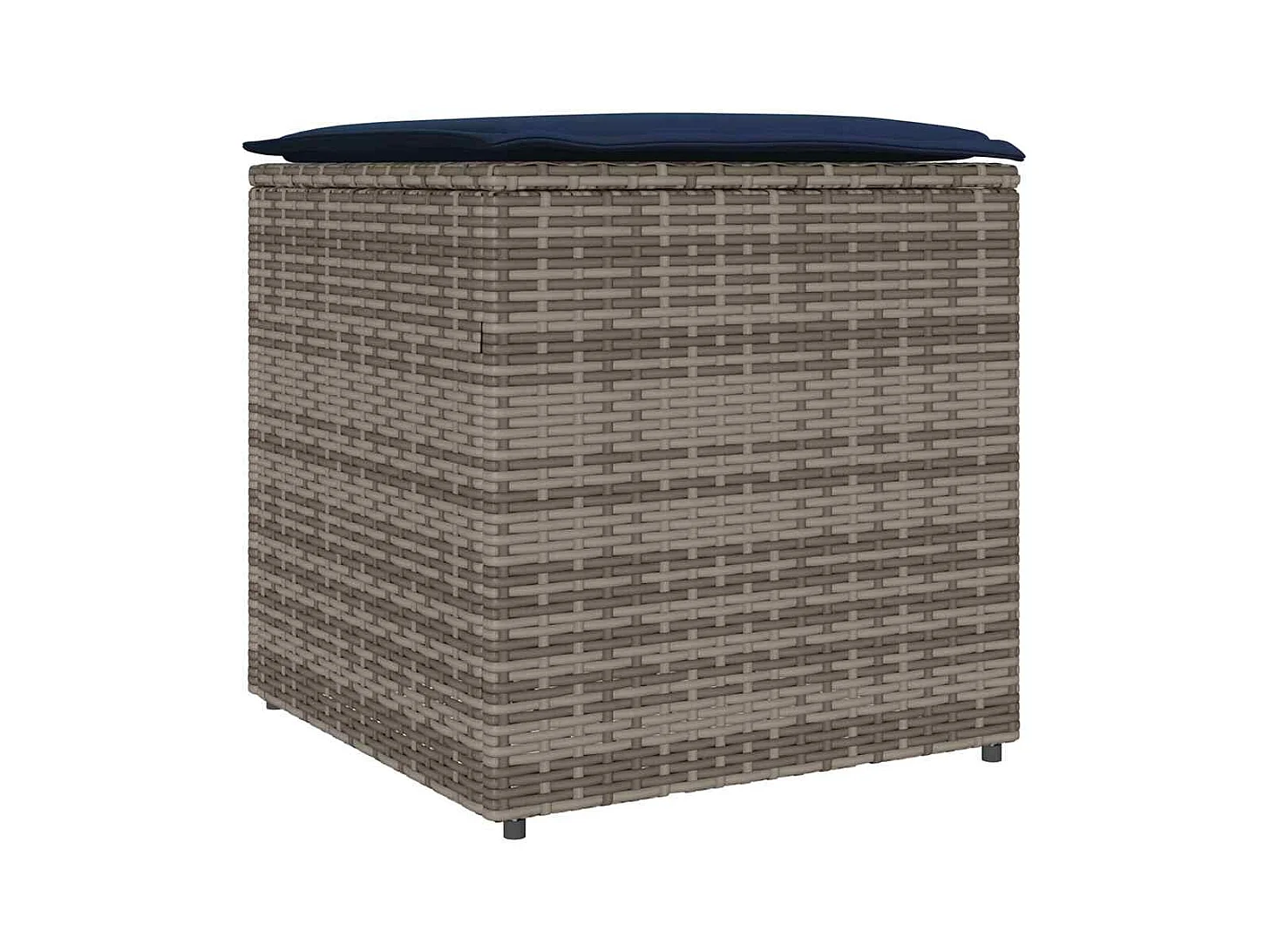 Coffre de rangement Gris et bleu marine Coussins en ratán et en tissu