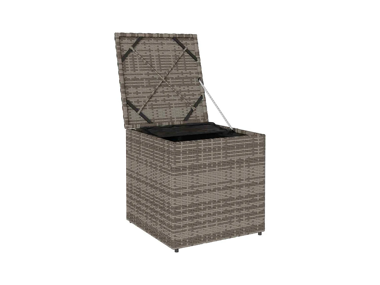 Coffre de rangement Gris et bleu marine Coussins en ratán et en tissu