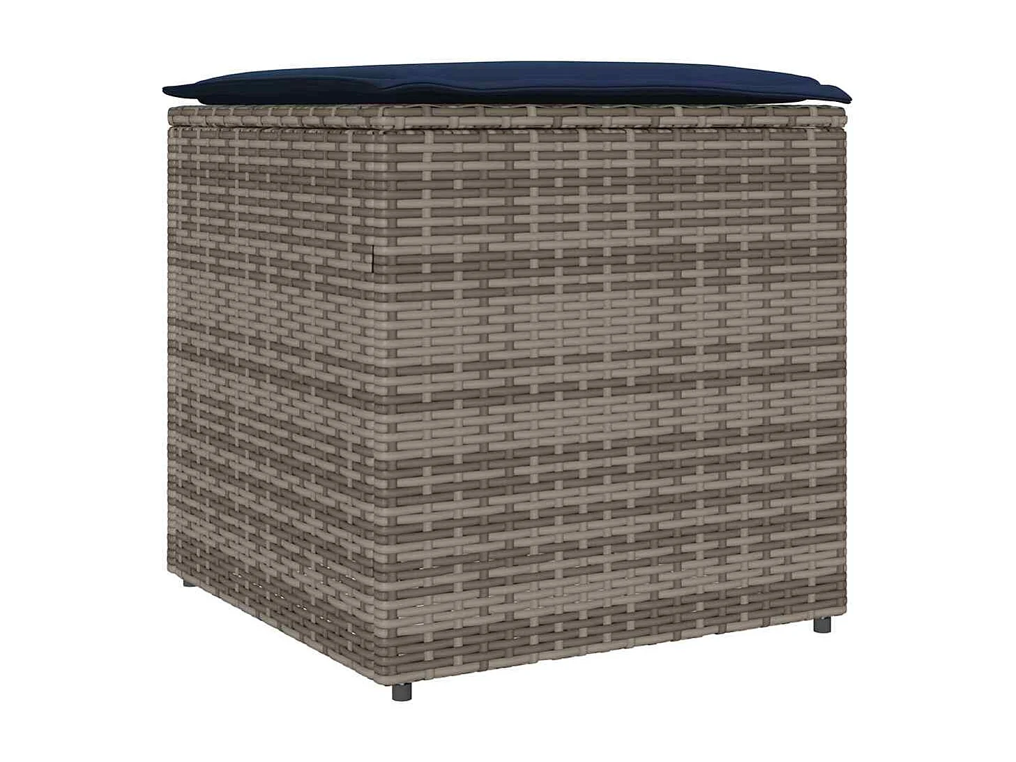 Coffre de rangement Gris et bleu marine Coussins en ratán et en tissu