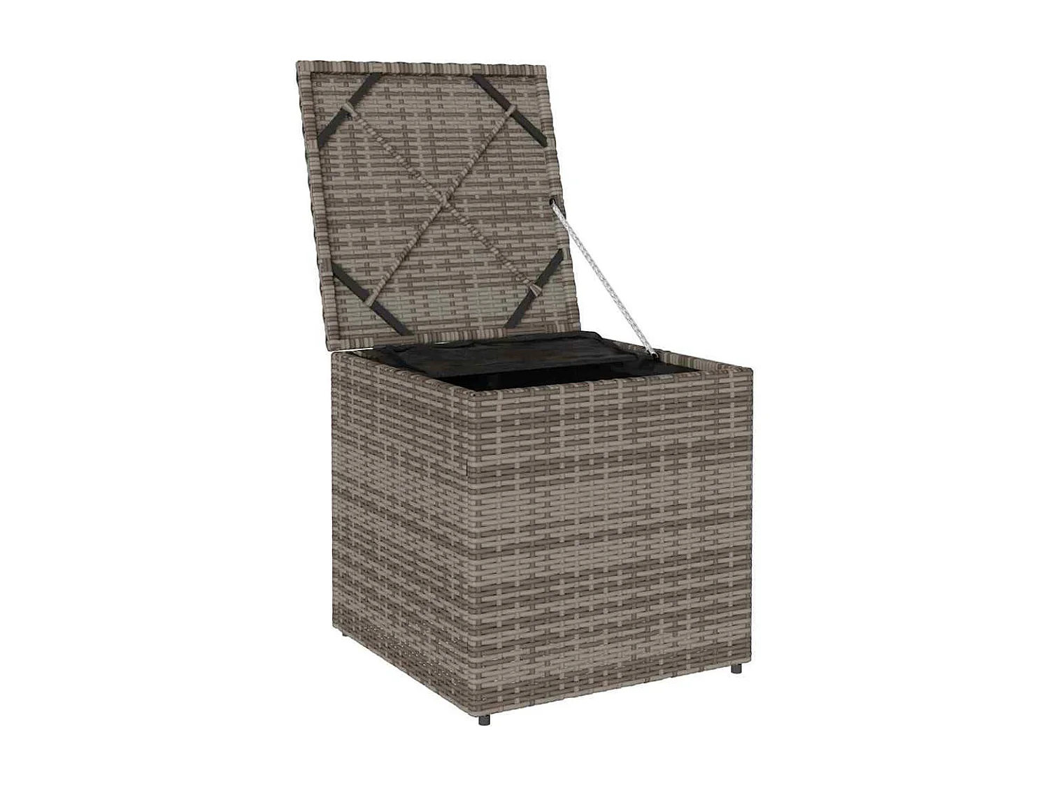 Coffre de rangement Gris et bleu marine Coussins en ratán et en tissu