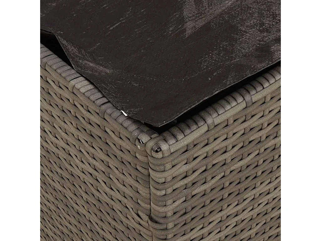 Coffre de rangement Gris et bleu marine Coussins en ratán et en tissu