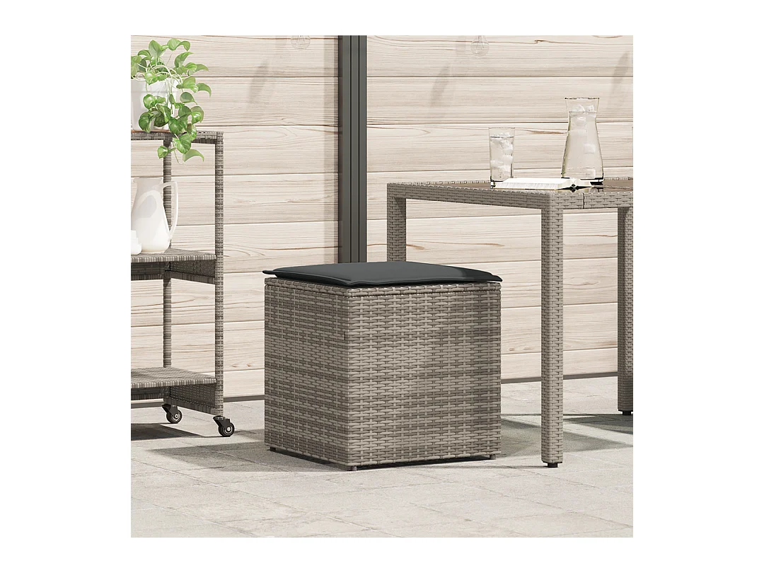 Boîte de Rangement Extérieure Grise et Grise Foncée Rotin Grande