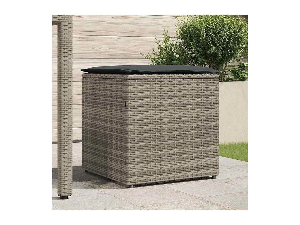 Boîte de Rangement Extérieure Grise et Grise Foncée Rotin Grande