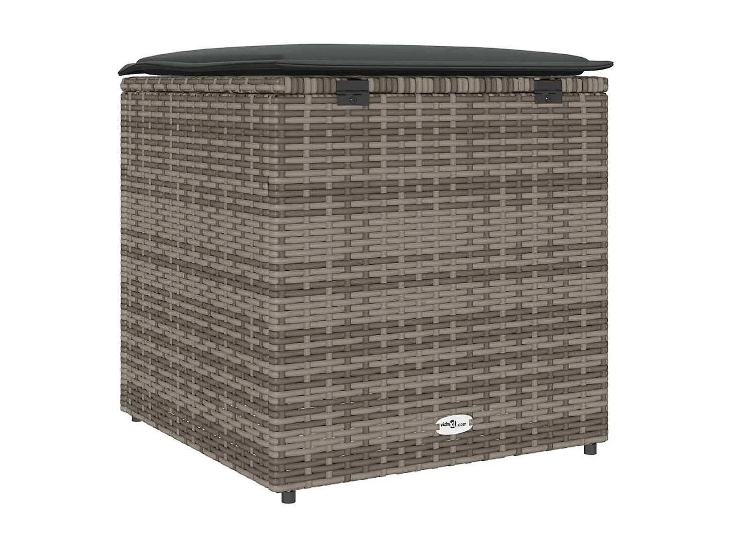 Boîte de Rangement Extérieure Grise et Grise Foncée Rotin Grande