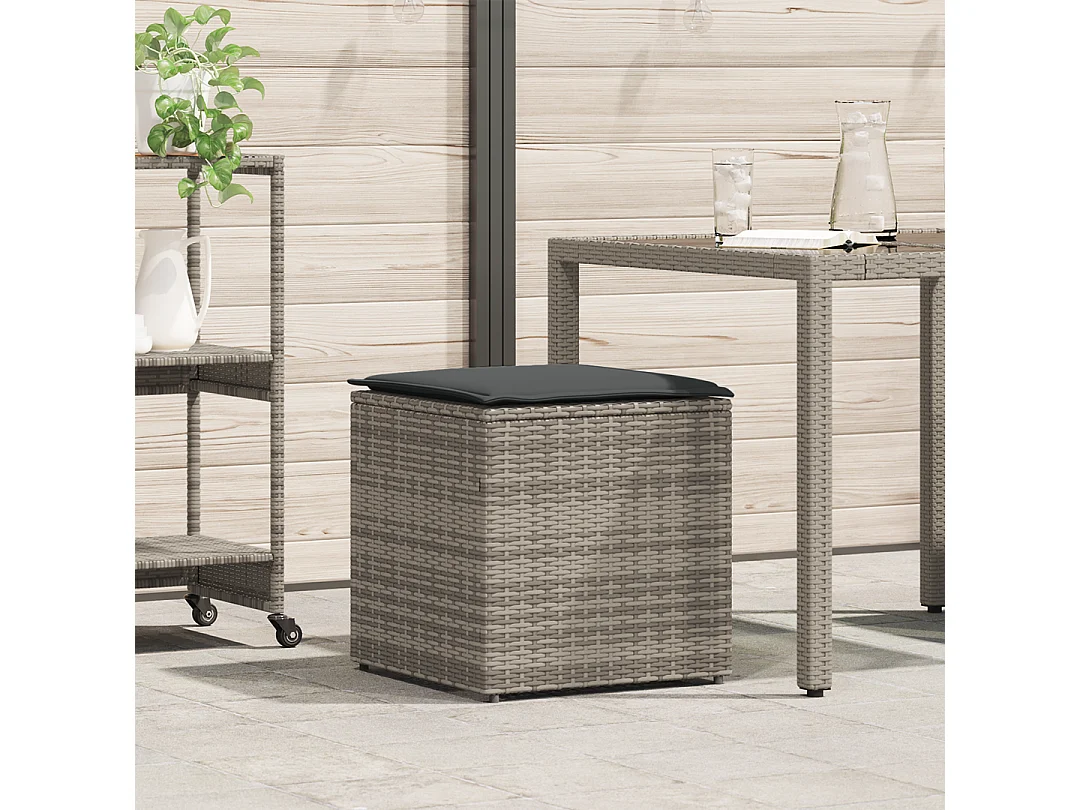 Boîte de Rangement Extérieure Grise et Grise Foncée Rotin Grande