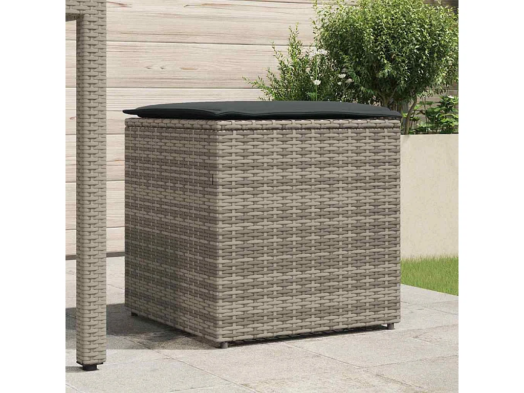 Boîte de Rangement Extérieure Grise et Grise Foncée Rotin Grande