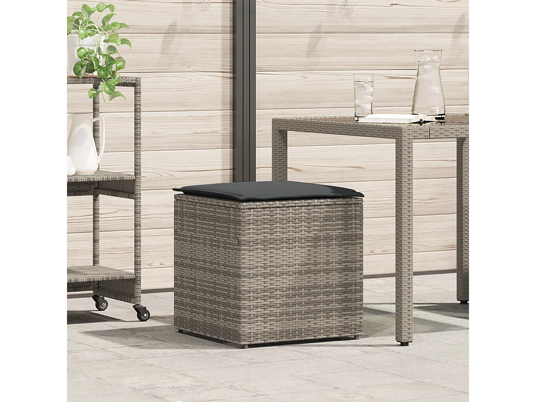 Grote grijze en donkergrijze rotan opbergbox voor buiten