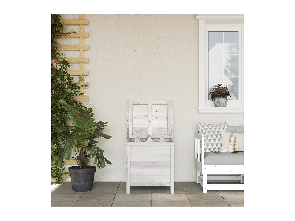 Witte tuinopbergbox van massief dennenhout