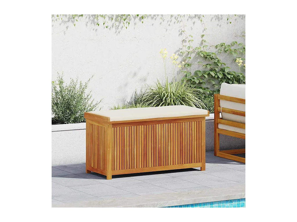 Boîte à coussins d'extérieur 113x50x60,5cm bois massif d'acacia