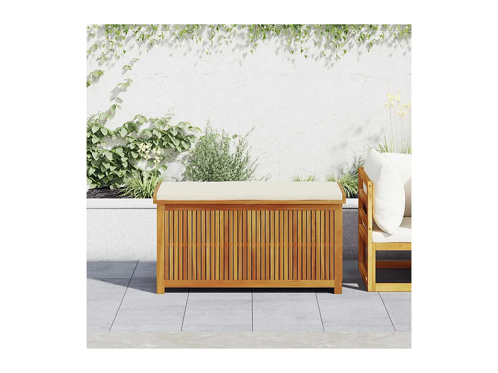 Boîte à coussins d'extérieur 113x50x60,5cm bois massif d'acacia