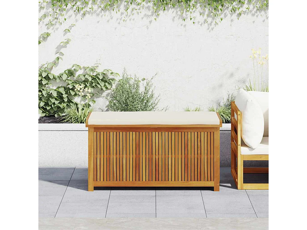Boîte à coussins d'extérieur 113x50x60,5cm bois massif d'acacia