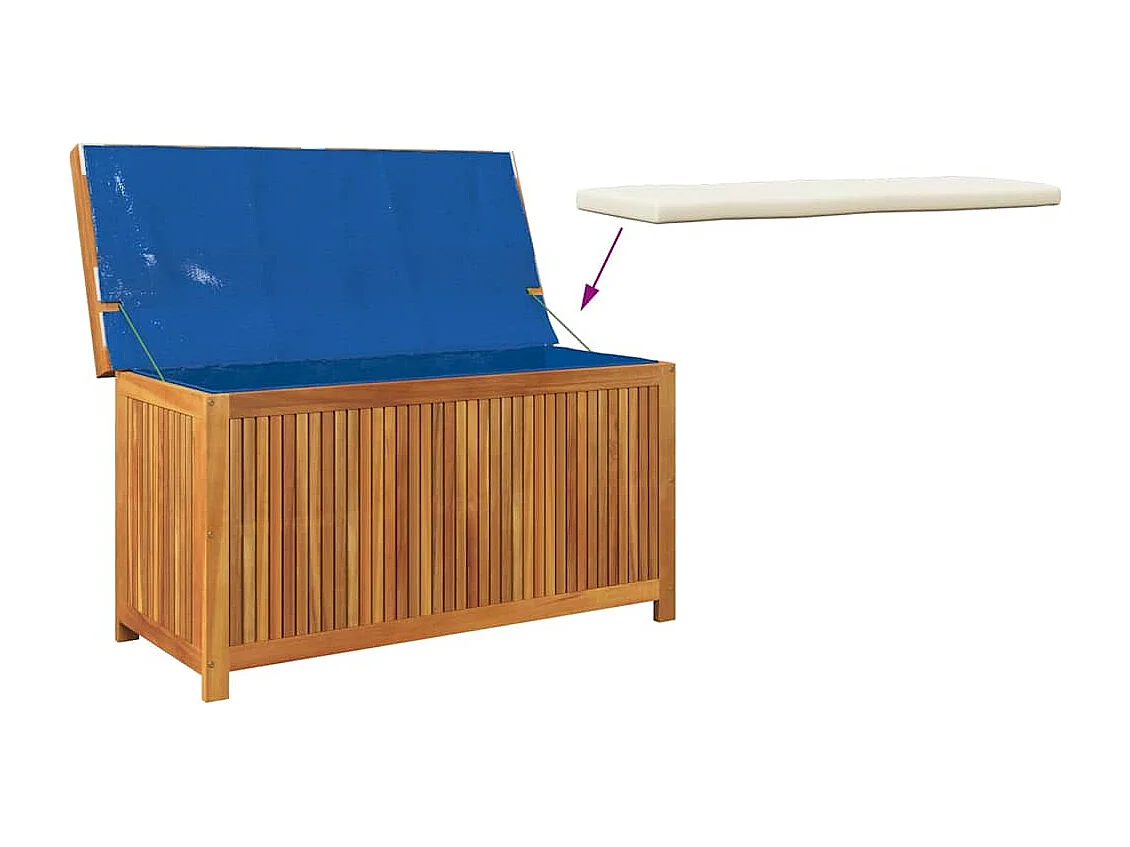 Boîte à coussins d'extérieur 113x50x60,5cm bois massif d'acacia