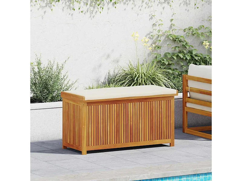 Boîte à coussins d'extérieur 113x50x60,5cm bois massif d'acacia