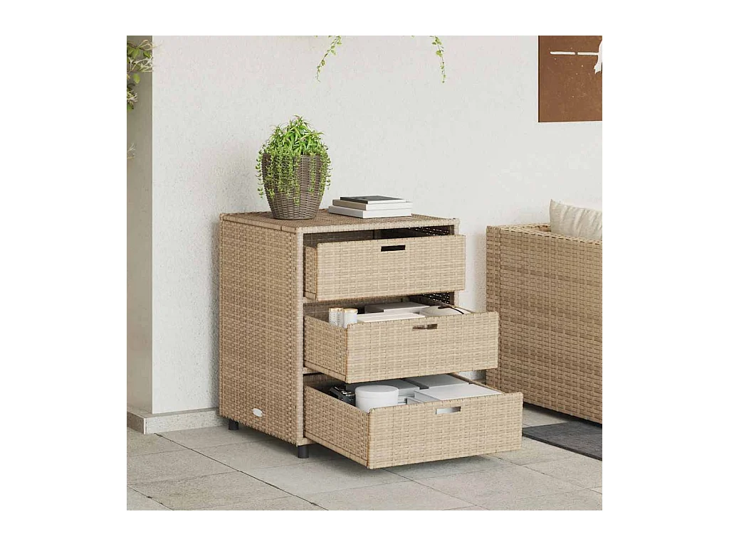 Beige tuinkast 55x59x69 cm geweven hars