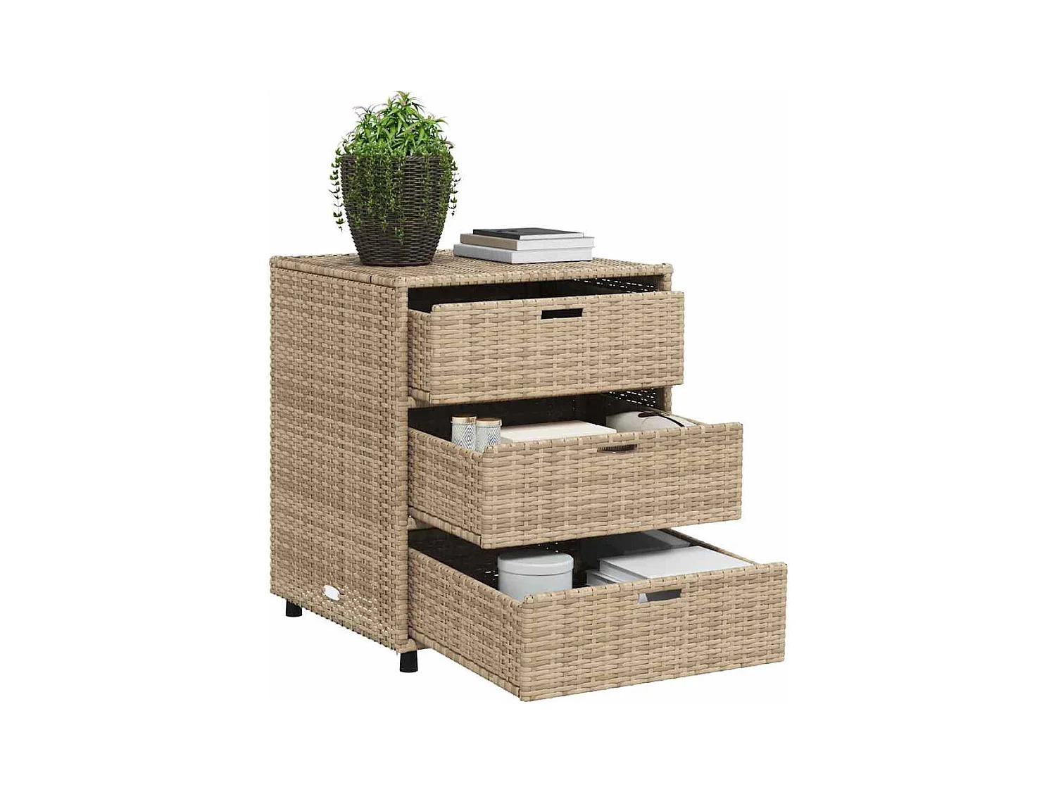 Beige tuinkast 55x59x69 cm geweven hars