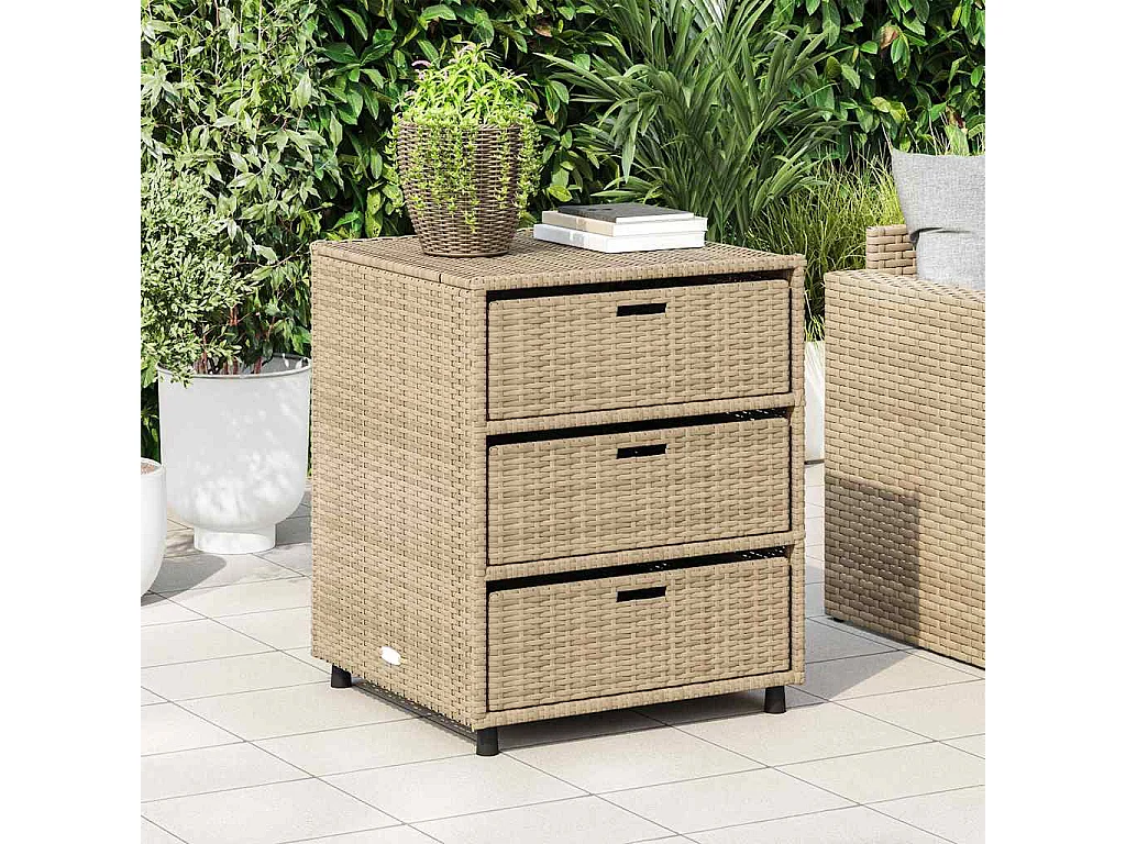 Mueble de jardín beige 55x59x69 cm resina trenzada
