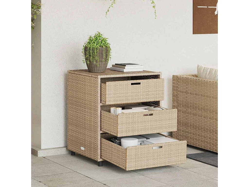 Mueble de jardín beige 55x59x69 cm resina trenzada