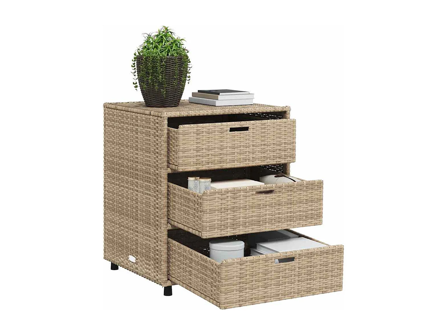 Mueble de jardín beige 55x59x69 cm resina trenzada