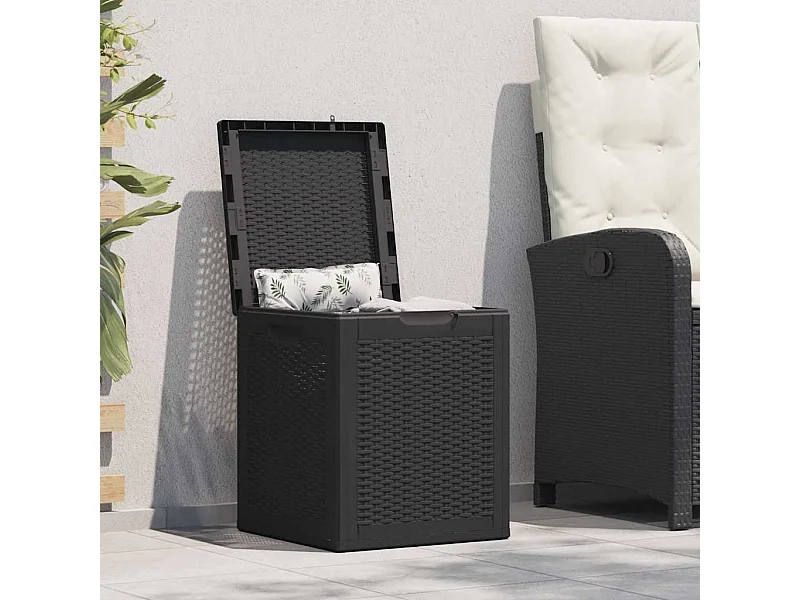 Caja de almacenamiento de jardín 90 L Ratán PP negro