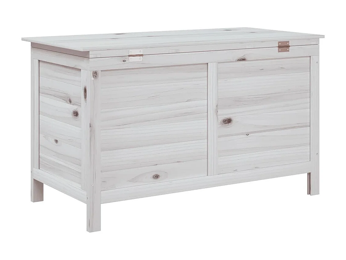 Caja de almacenamiento de jardín blanca de madera maciza de abeto