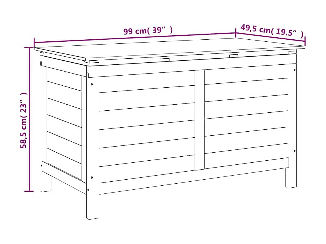 Caja de almacenamiento de jardín blanca de madera maciza de abeto