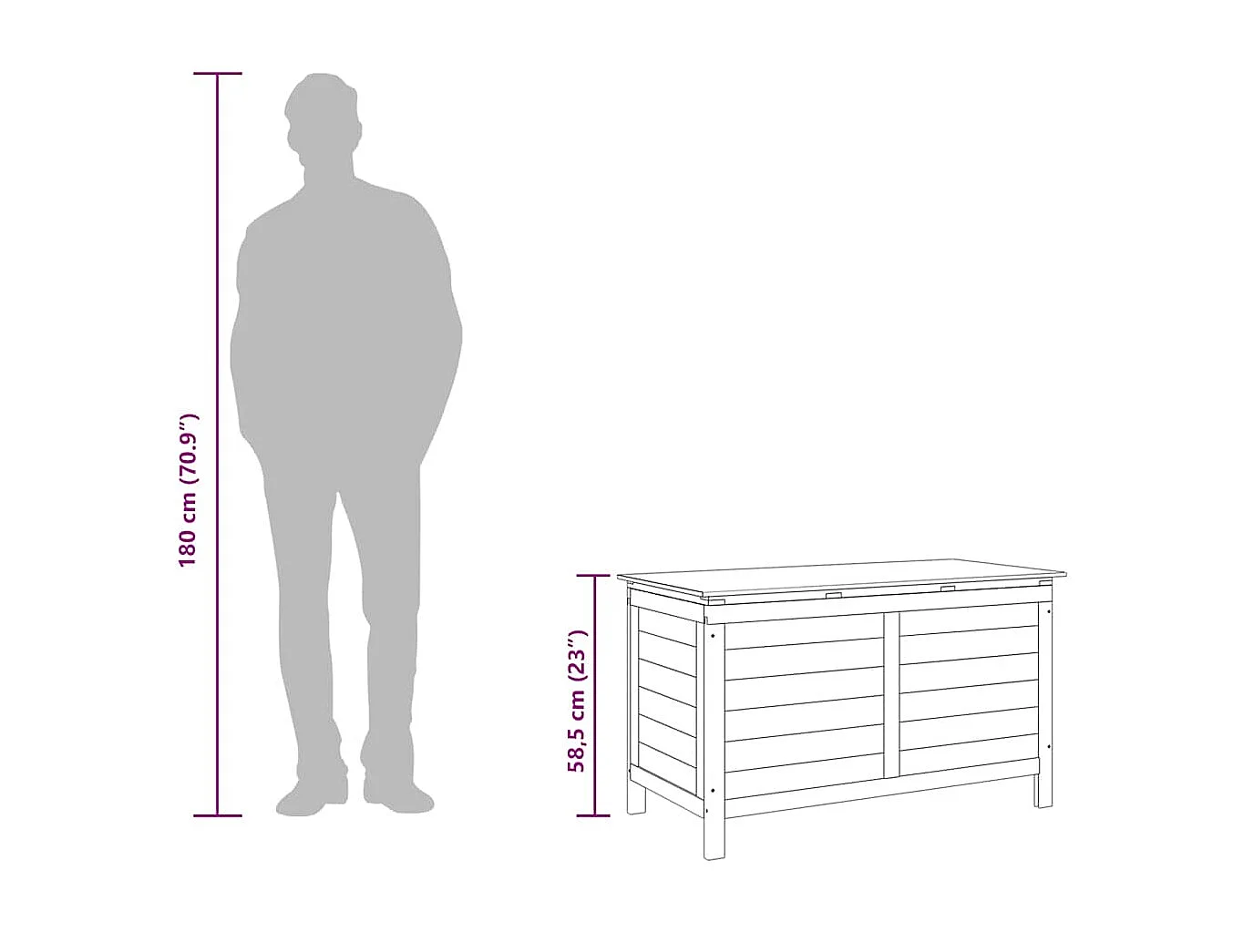 Caja de almacenamiento de jardín blanca de madera maciza de abeto