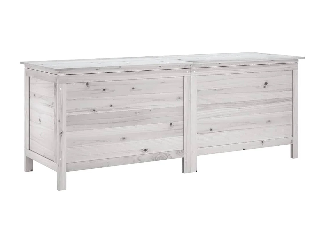 Caja de almacenamiento de jardín blanca 150x50x56,5cm madera maciza de abeto