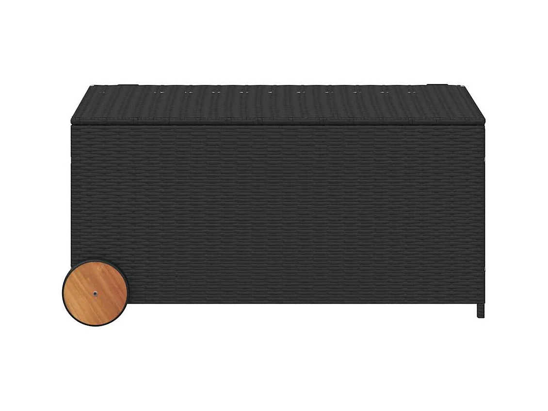 Zwarte tuinopslagbox 190L met wielen, geweven hars