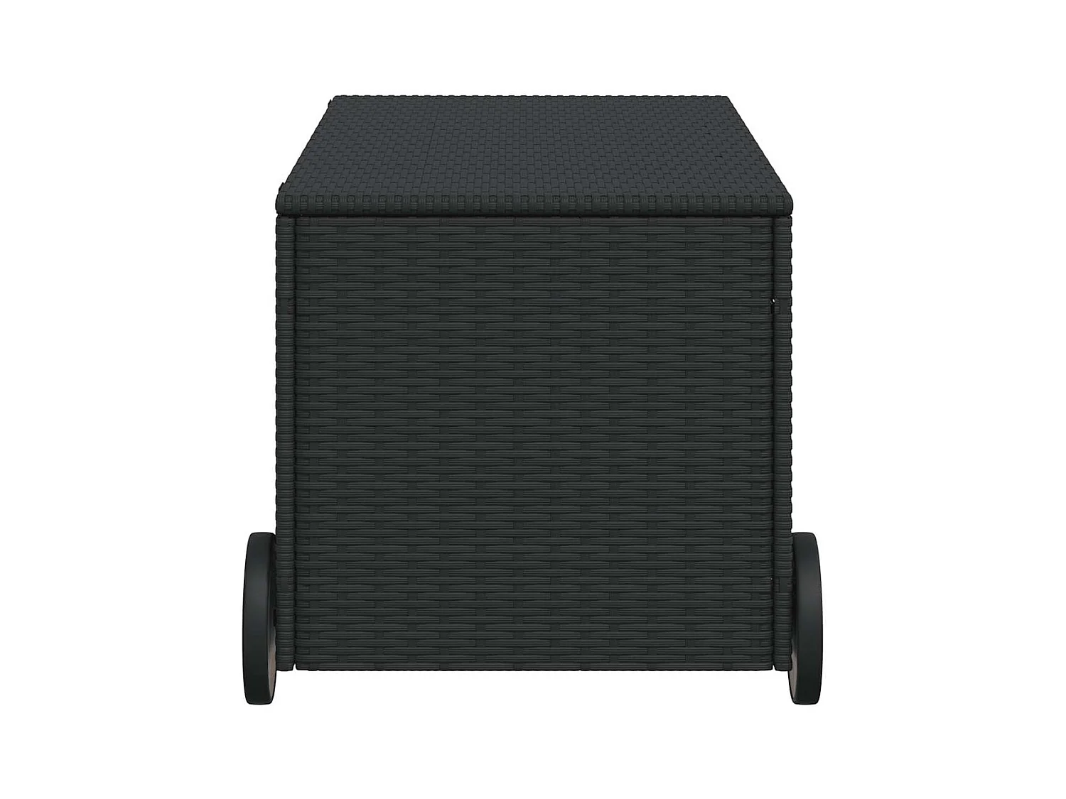 Zwarte tuinopslagbox 190L met wielen, geweven hars