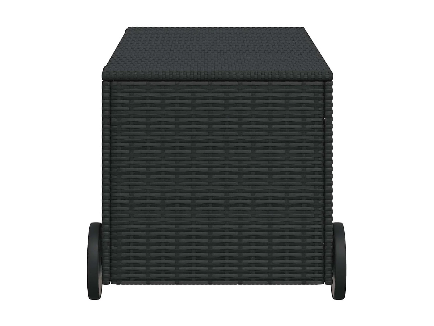 Caja de almacenamiento para jardín negra de 190L con ruedas, resina tejida