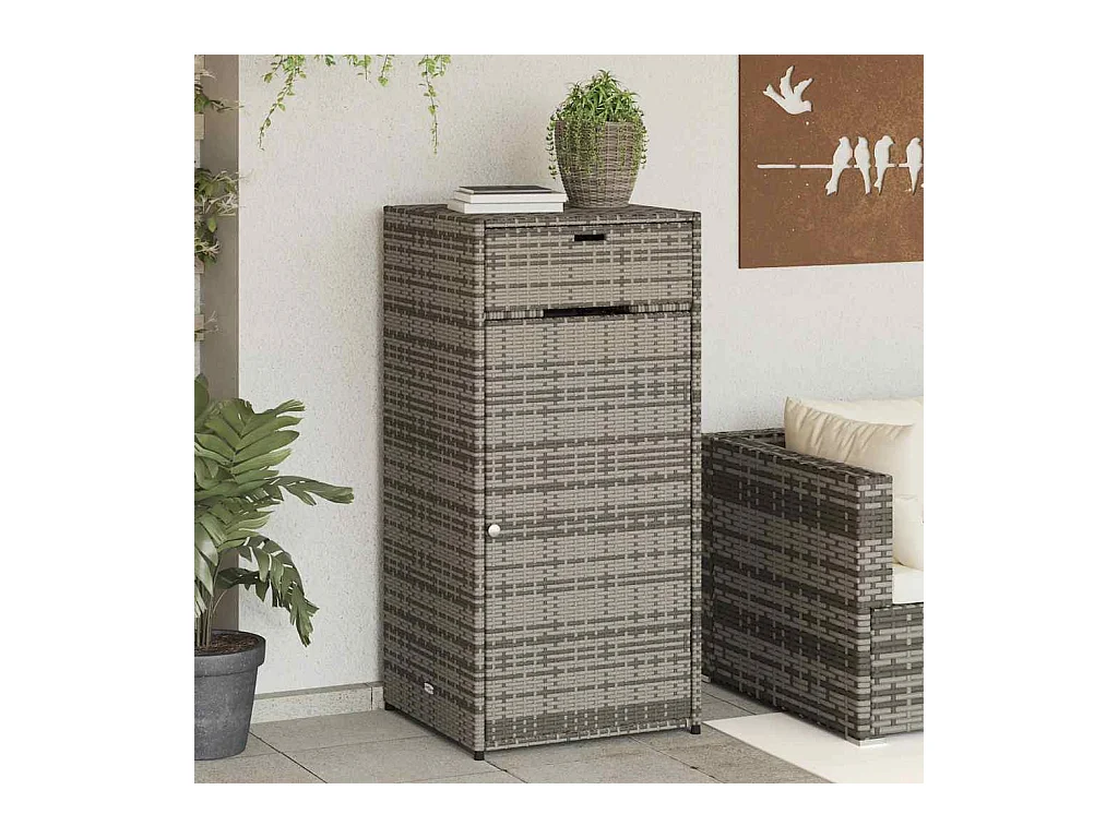 Armario de jardín gris 55x55x111 cm resina trenzada