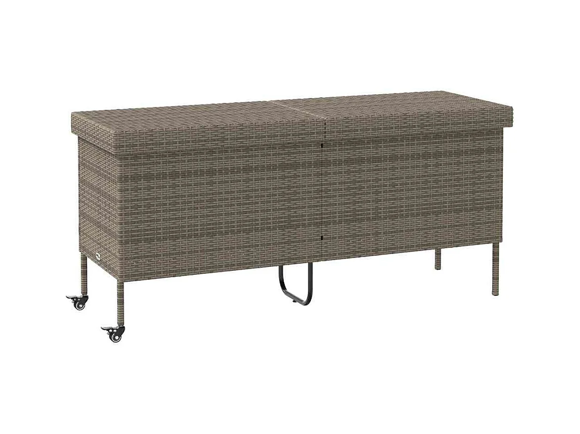 Boîte de rangement de jardin et roues gris résine tressée