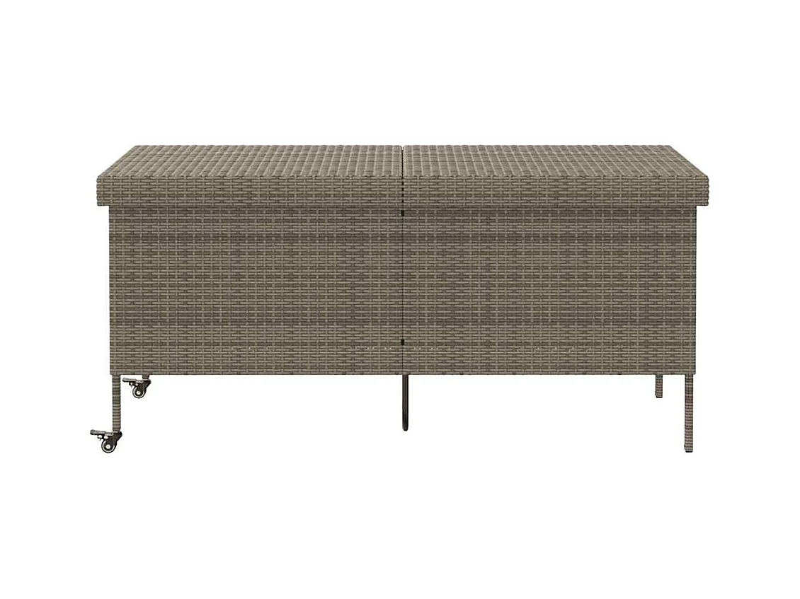 Boîte de rangement de jardin et roues gris résine tressée