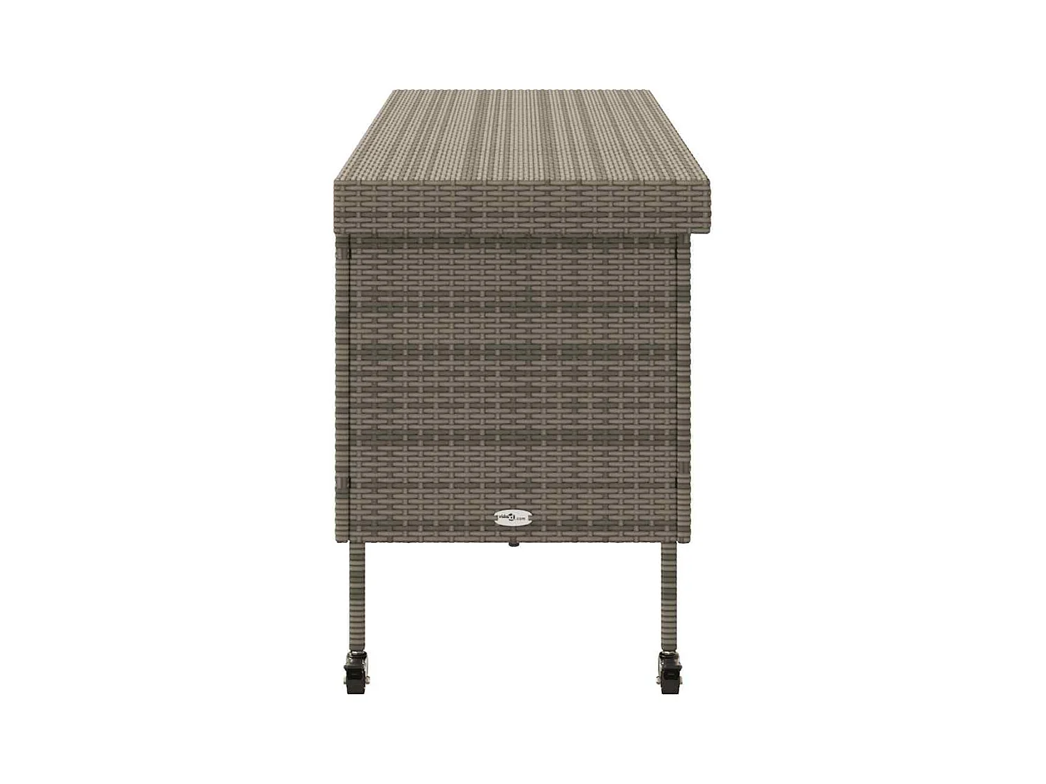 Boîte de rangement de jardin et roues gris résine tressée