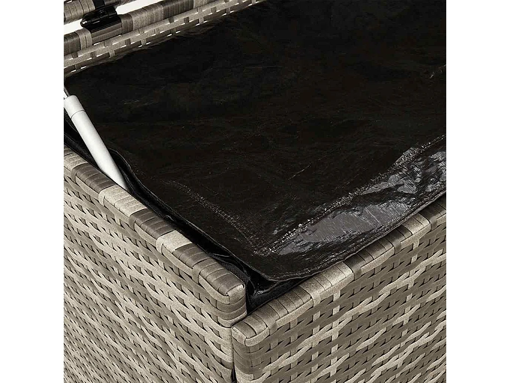 Boîte de rangement de jardin et roues gris résine tressée