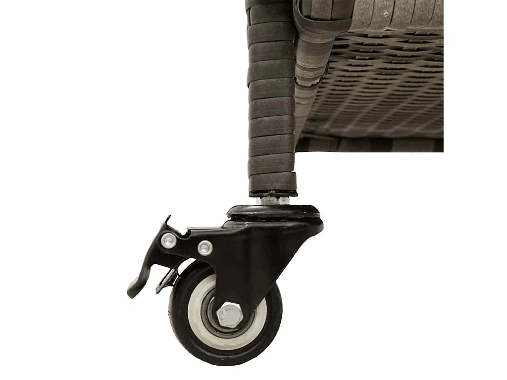 Boîte de rangement de jardin et roues gris résine tressée