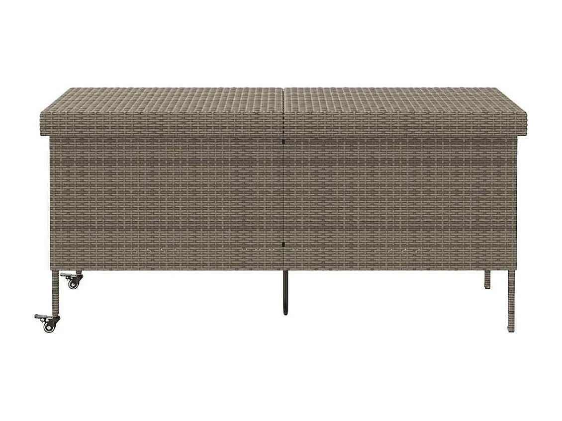 Boîte de rangement de jardin et roues gris résine tressée