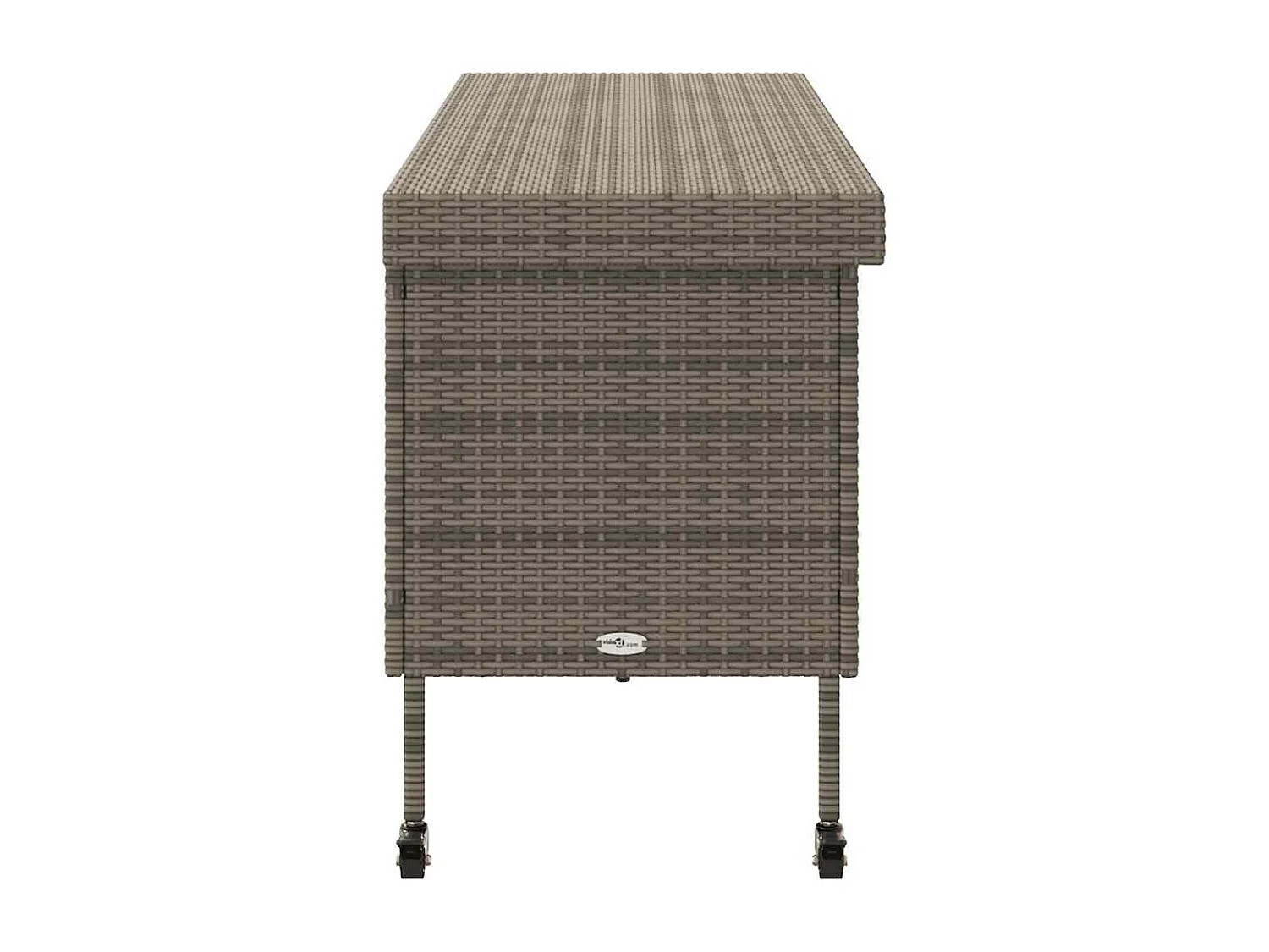 Boîte de rangement de jardin et roues gris résine tressée